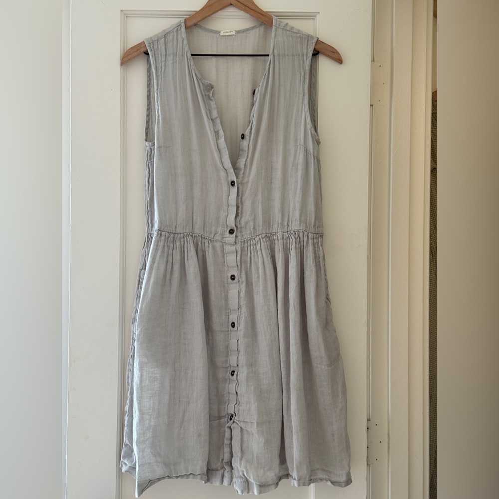 Blue Polish Linen dress by Nobonu brand small
